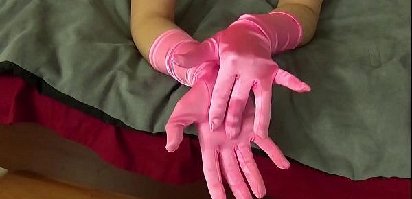  Jerk Off To My Sexy Pink Satin Gloves